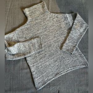 Philippe Adec Grey and Ivory melange knit mockneck sweater Cropped sweater